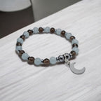 Bracelet d'Intention Communication et Expression| Aigue Marine, Quartz Fumé et Lune | Idée Cadeau Jeune Fille