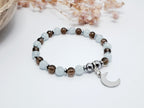 Bracelet d'Intention Communication et Expression| Aigue Marine, Quartz Fumé et Lune | Idée Cadeau Jeune Fille