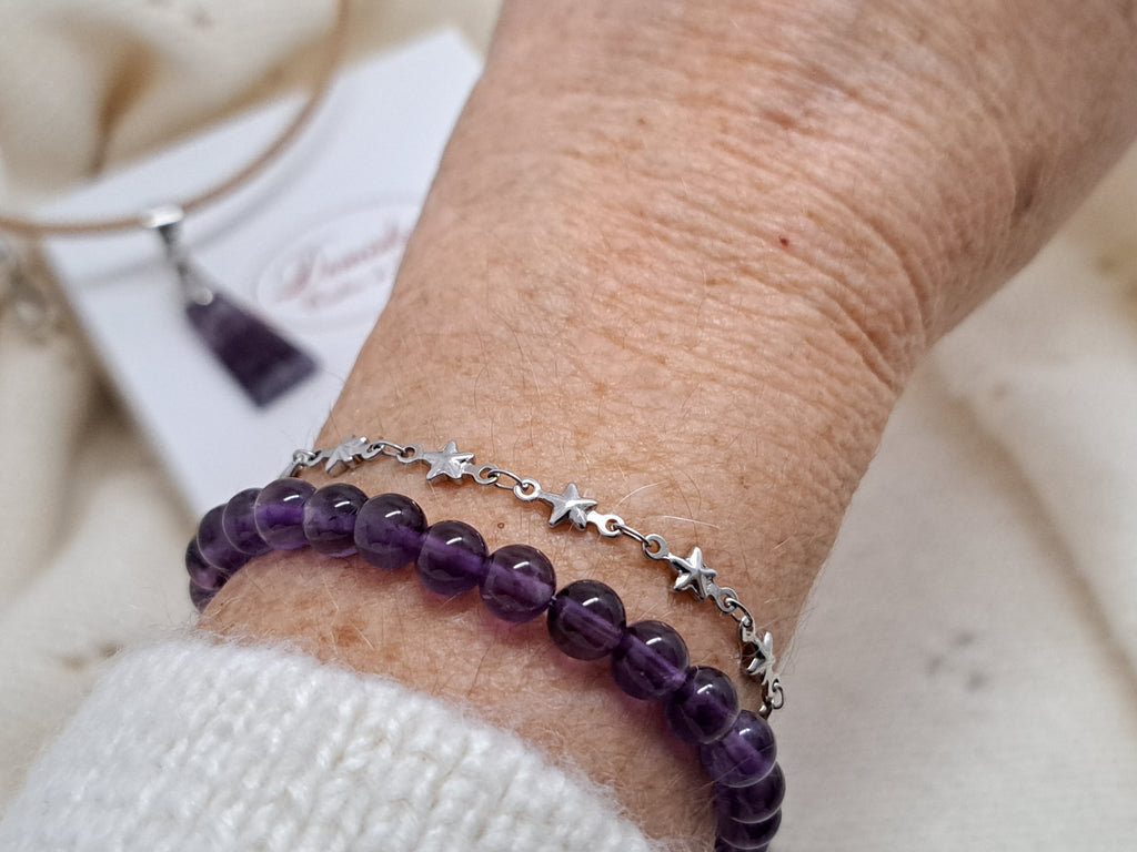 Coffret Cadeau Noël Femme - Parure Améthyste, Acier & Liège Unique