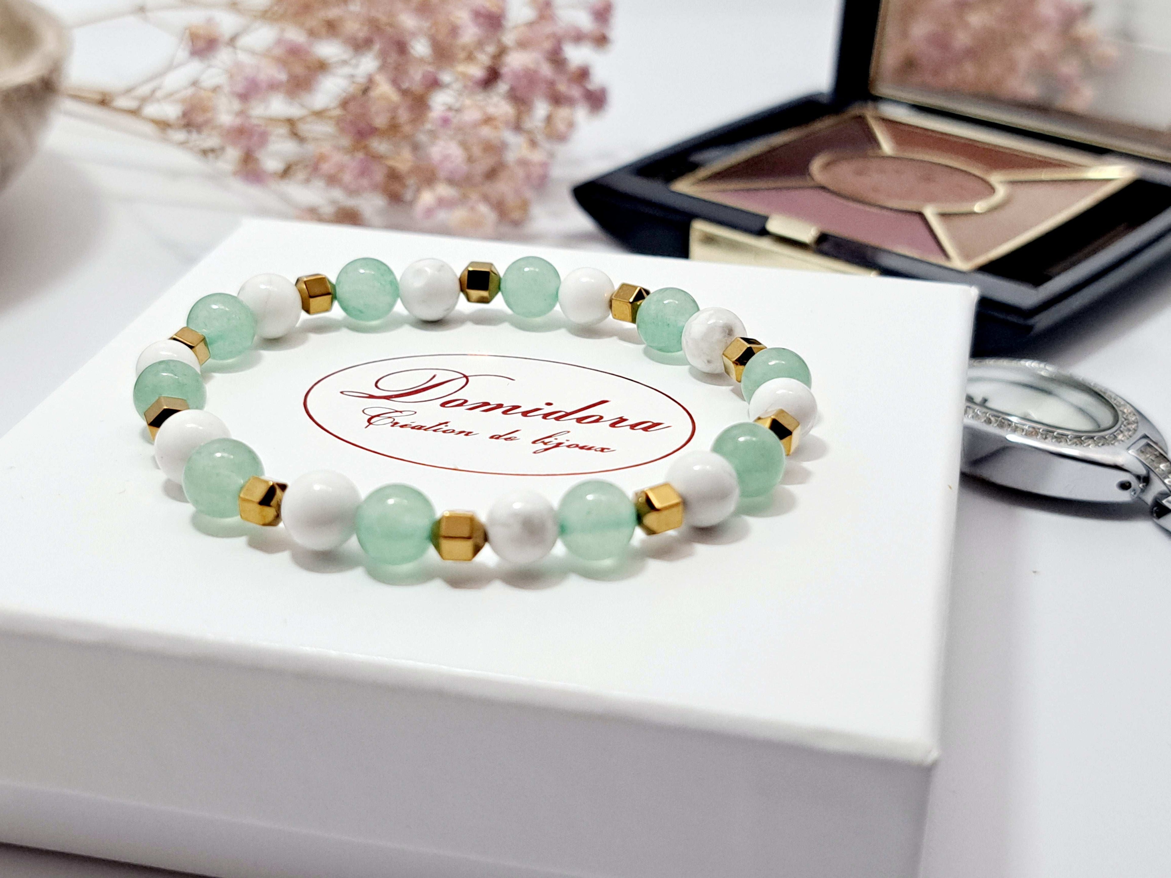 Bracelet Dame Howlite & Aventurine | Douceur, Anti-Stress & Cadeau Éco