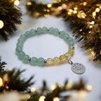 Bracelet d'Intention Abondance et Succes | Citrine, Aventurine et Charm Soleil | Pierre de Chance