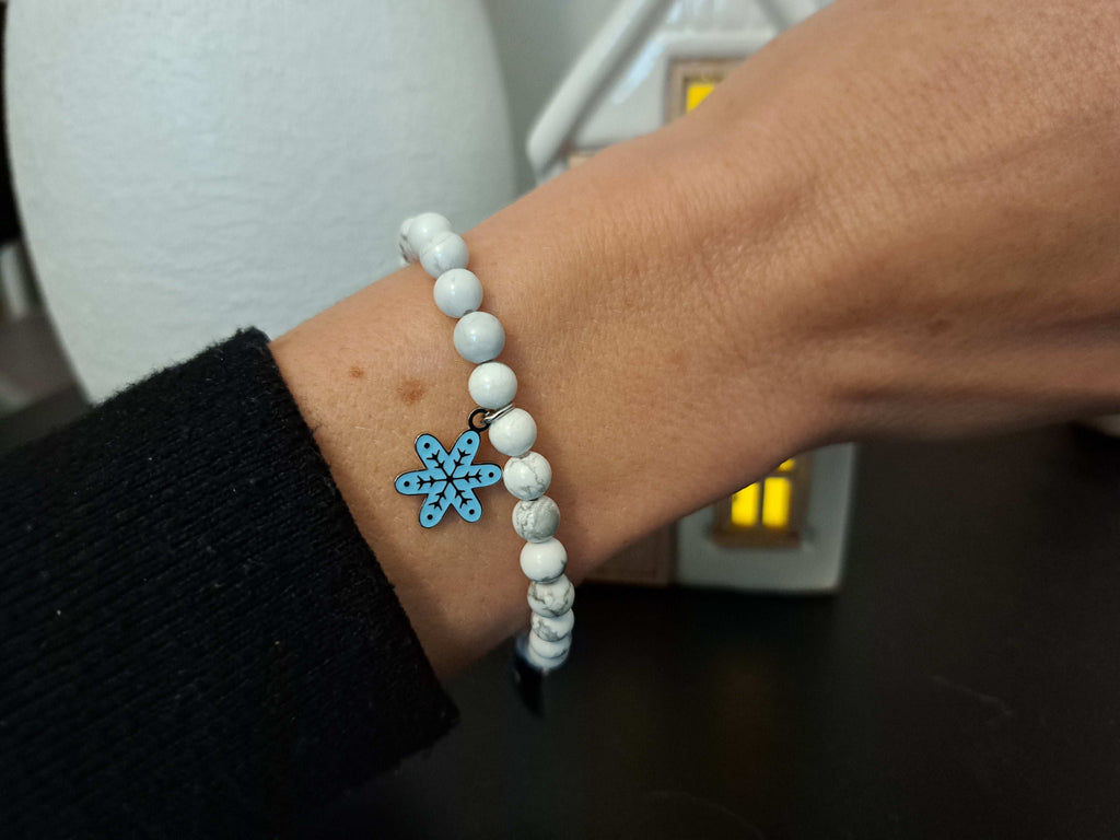❄️ Duo Connecté : Coffret Cadeau Noël Bracelets Howlite & Breloques Amovibles