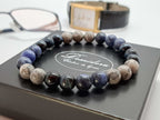 Bracelet Homme Pierres Naturelles Sodalite Faucon Jaspe Picasso | Cadeau Masculin 8mm