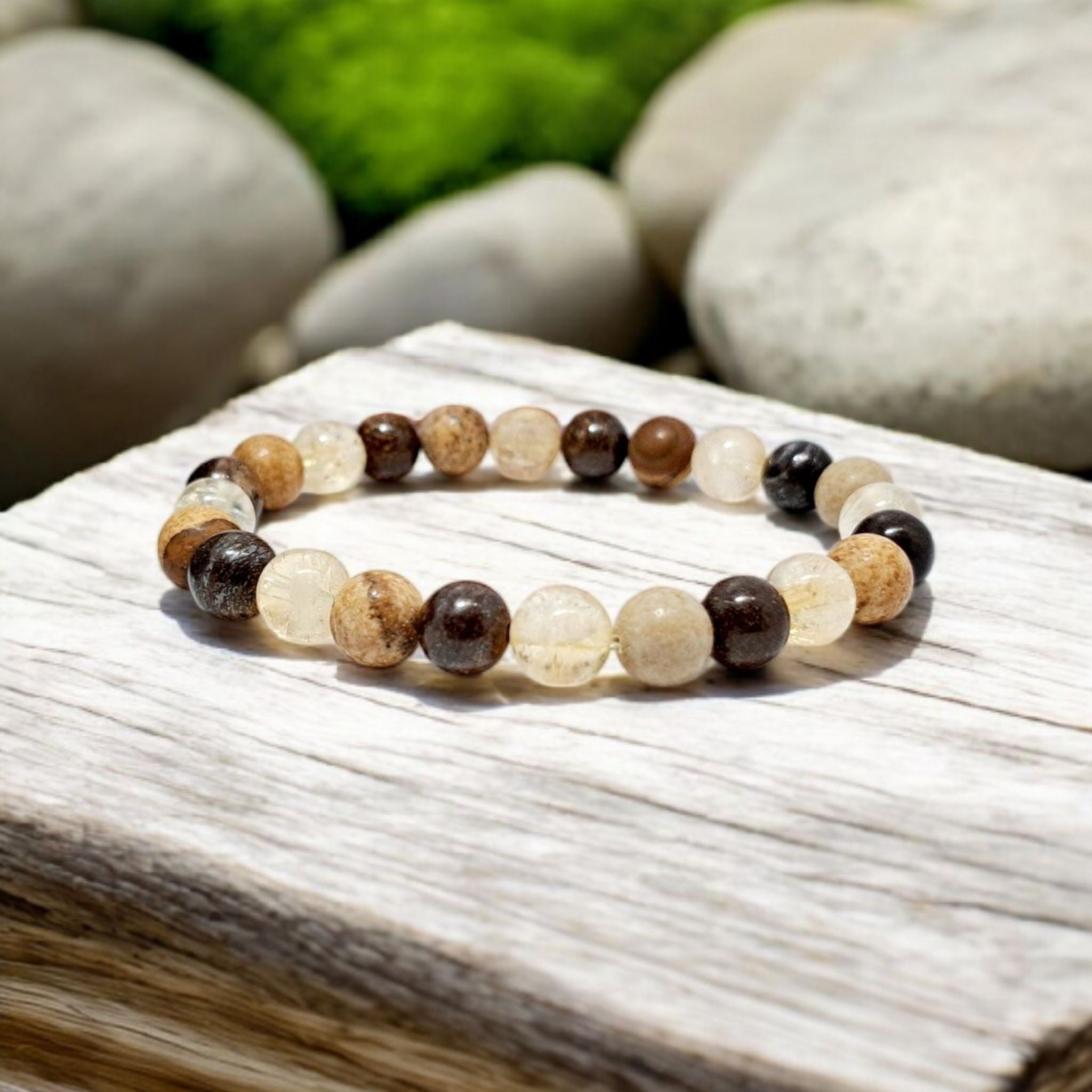 Bracelet Homme Pierres Naturelles | Citrine, Bronzite : Motivation & Nouveaux Départs