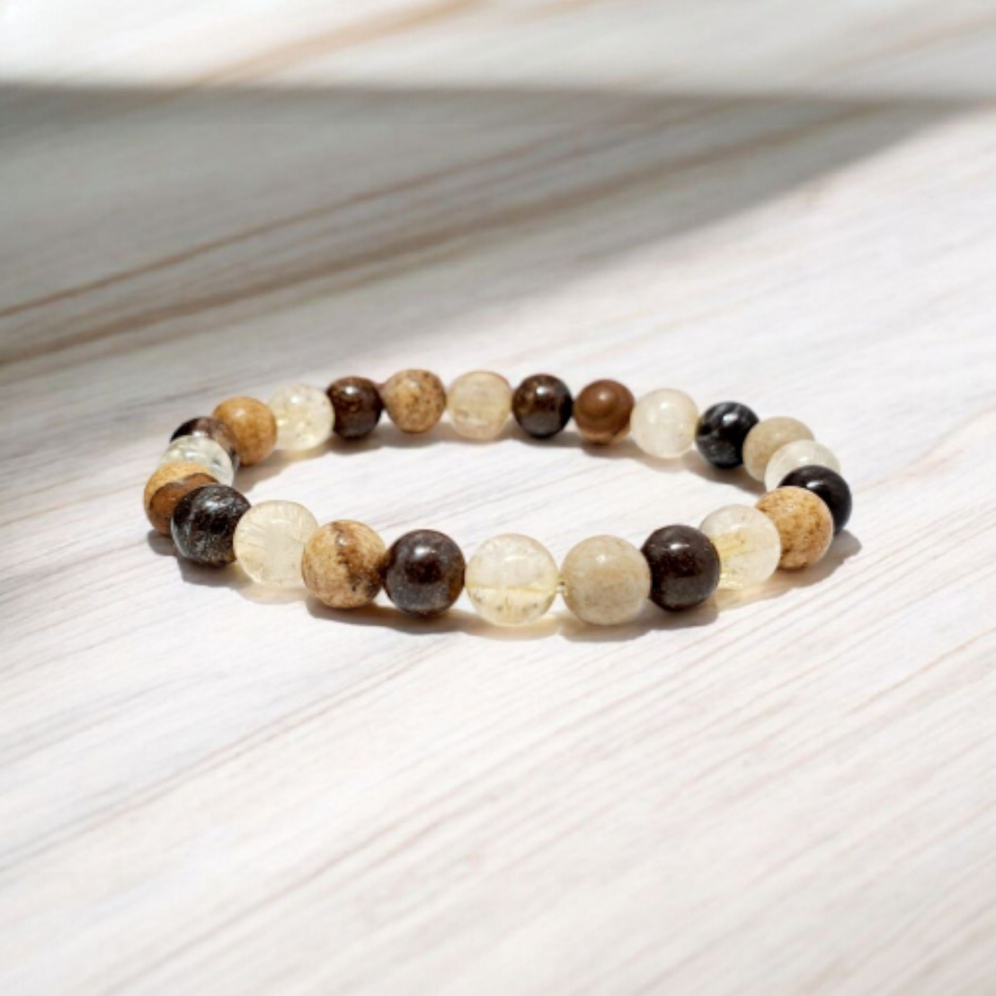 Bracelet Homme Pierres Naturelles | Citrine, Bronzite : Motivation & Nouveaux Départs