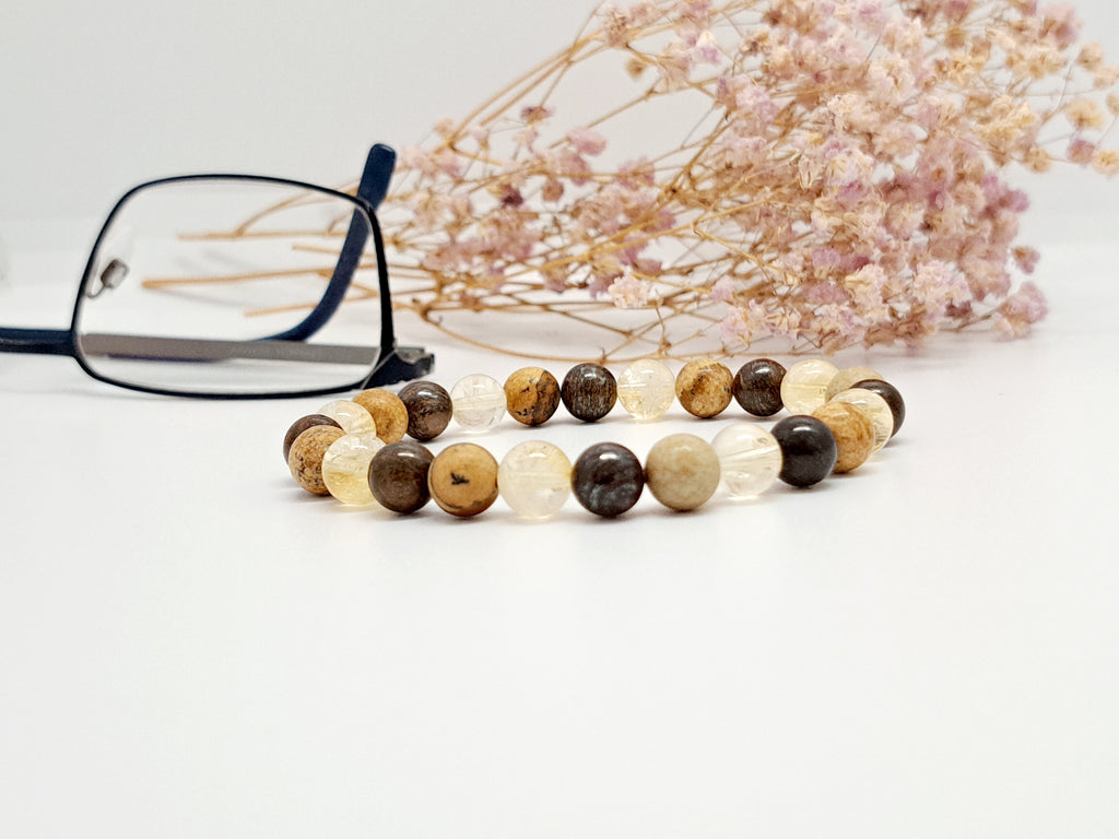 Bracelet Homme Pierres Naturelles | Citrine, Bronzite : Motivation & Nouveaux Départs