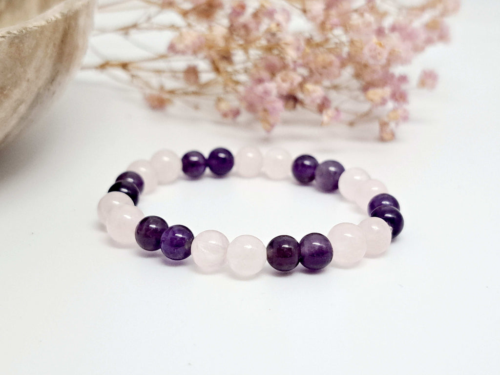 Bracelet Enfant Quartz Rose & Améthyste | Réconfort & Petits Chagrins