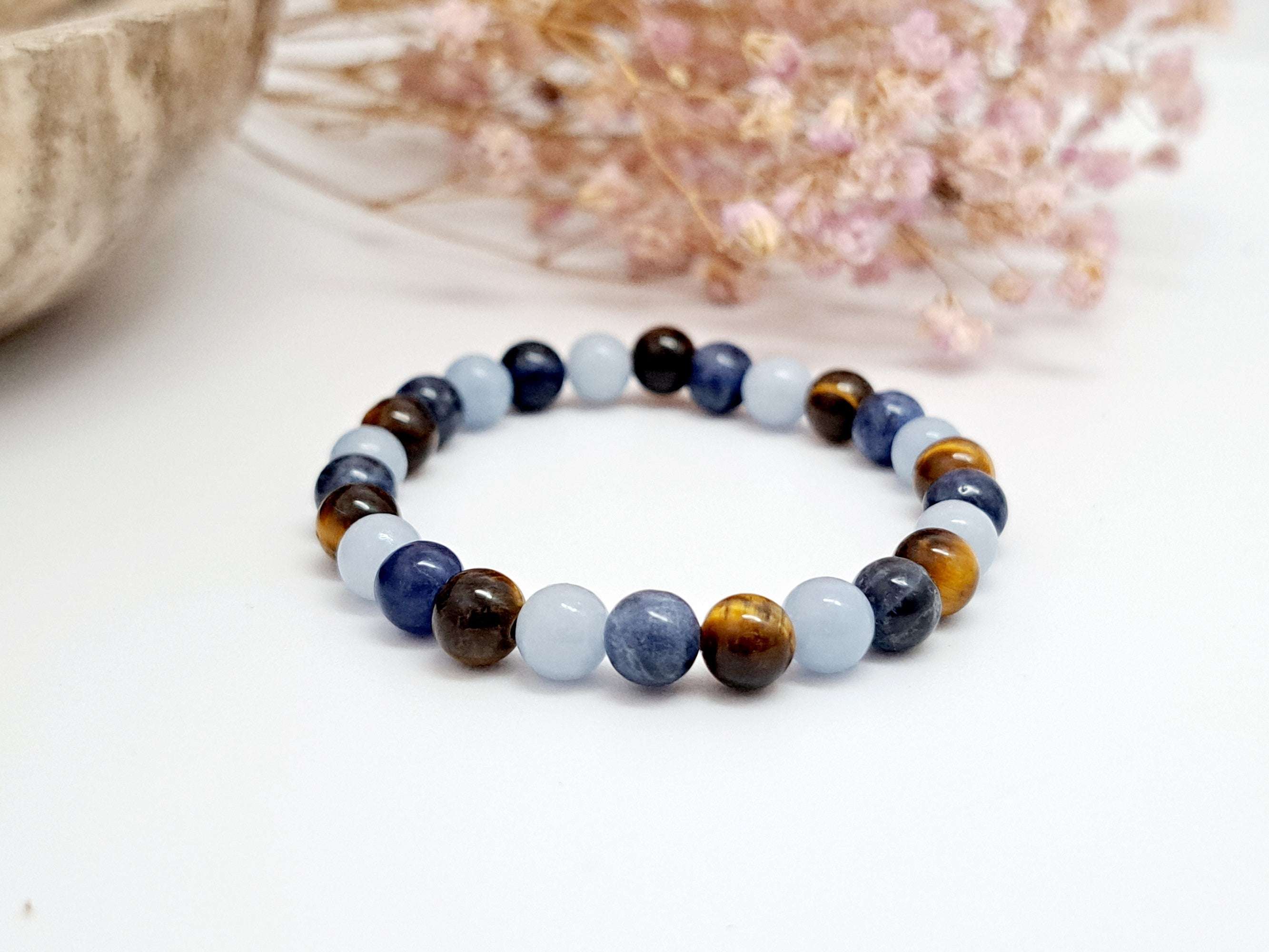 Bracelet Enfant Anti-Angoisse | Sodalite, Œil de Tigre & Célestine