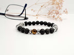 Bracelet Homme Confiance | Œil de Tigre, Jaspe Picasso & Lave 8mm