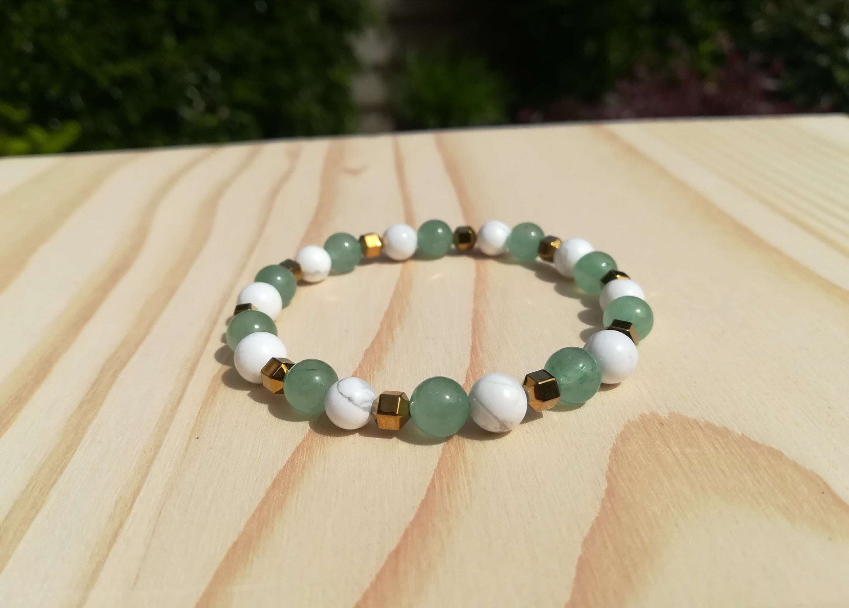 Bracelet Dame Howlite & Aventurine | Douceur, Anti-Stress & Cadeau Éco