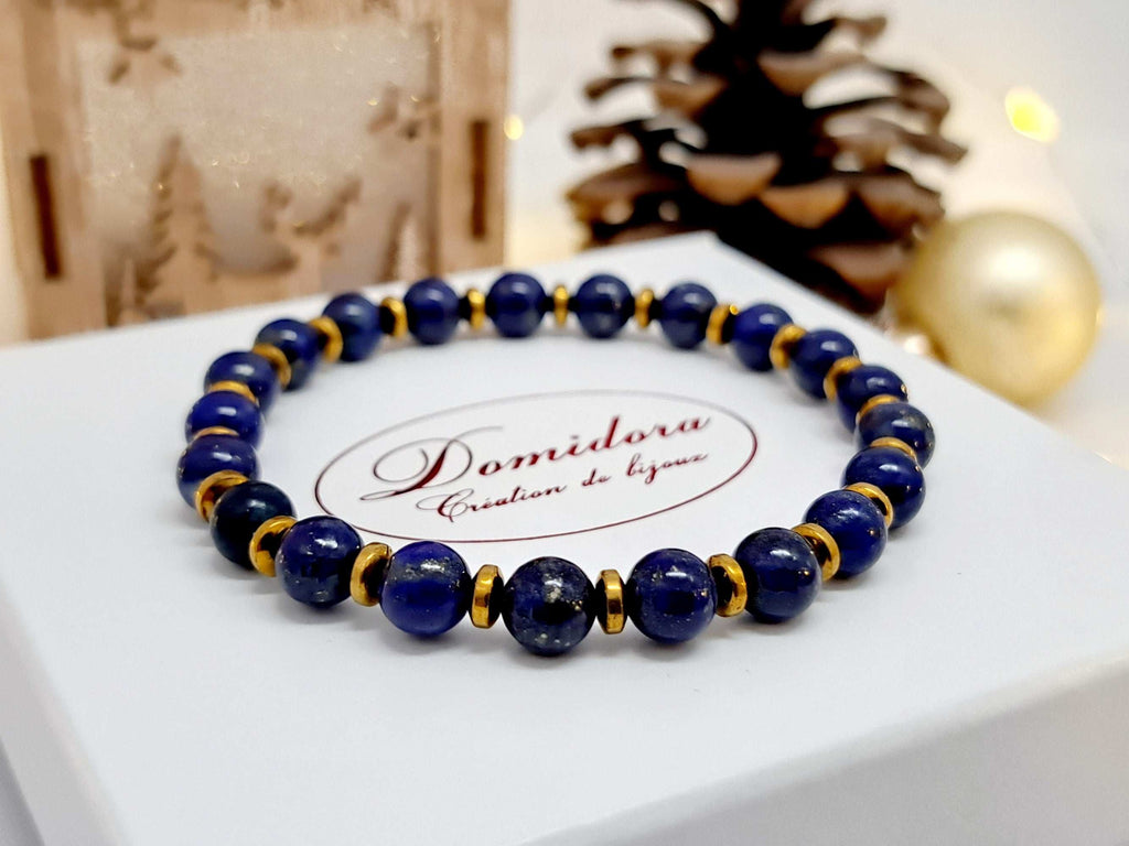 Bracelet Lapis Lazuli Femme | Cadeau Sagesse & Élégance |Domidora