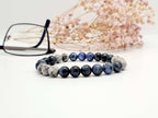 Bracelet Homme Pierres Naturelles Sodalite Faucon Jaspe Picasso | Cadeau Masculin 8mm