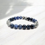 Bracelet Homme Pierres Naturelles Sodalite Faucon Jaspe Picasso | Cadeau Masculin 8mm