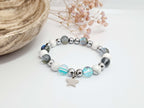 Bracelet Pierres Naturelles Howlite & Aqua Aura "Étoile Polaire" - Cadeau Noël Femme