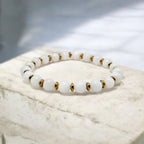 Bracelet Femme Élégance & Calme - Pierre de Lune 6mm & Hématite Dorée