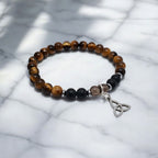 Bracelet d'Intention Protection & Bouclier Énergétique | Œil de Tigre, Onyx et Quartz Fumé | Cadeau Unisexe
