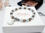 Bracelet d'Intention Communication et Expression| Aigue Marine, Quartz Fumé et Lune | Idée Cadeau Jeune Fille