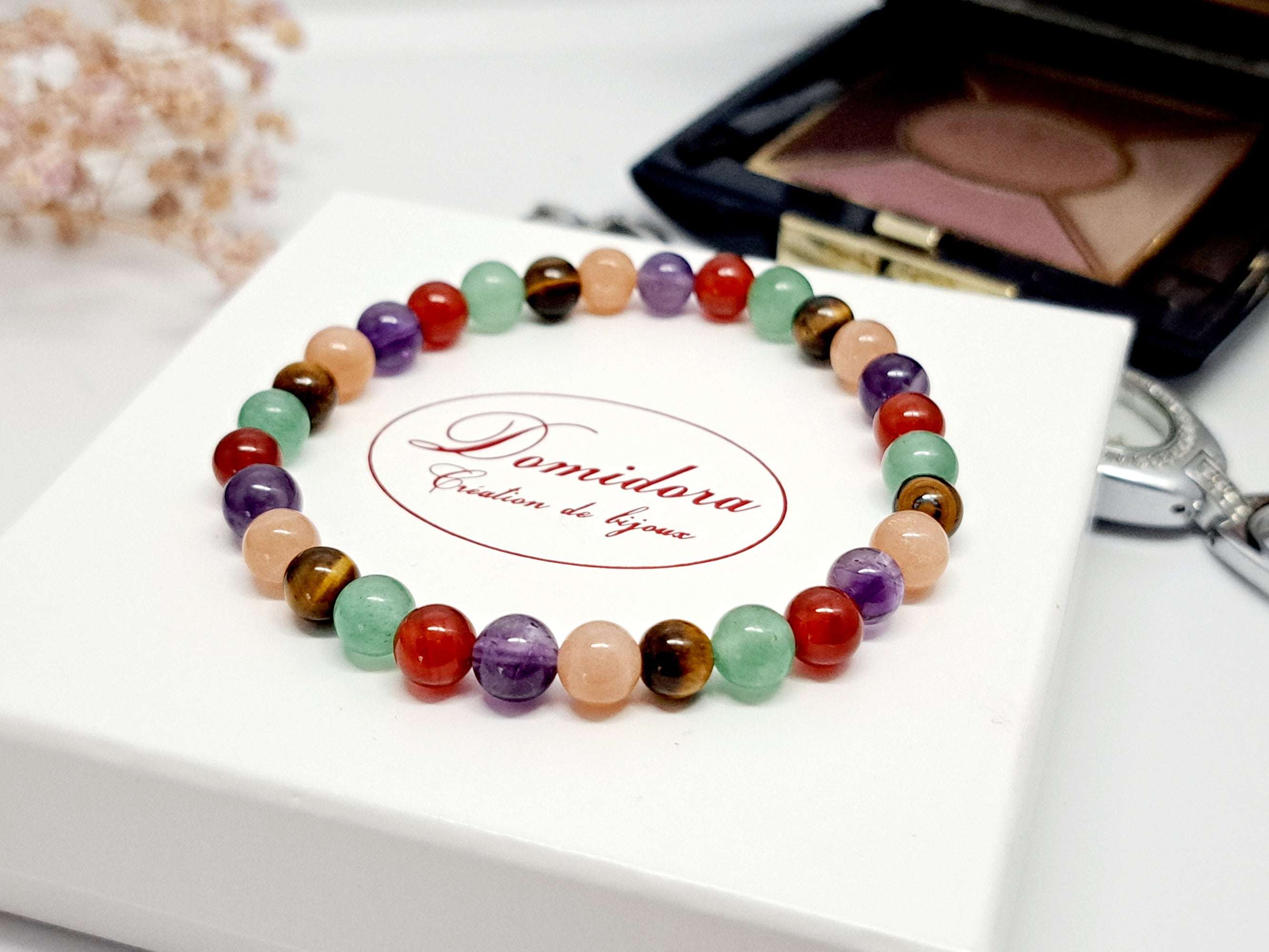 Cadeau Noël Femme | Bracelet Réussite | Aventurine, Cornaline & Œil de Tigre