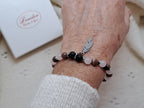 Bracelet d'Intention Amour et Pardon | Quartz Rose, Rhodonite et Plume | Cadeau Noël Dame