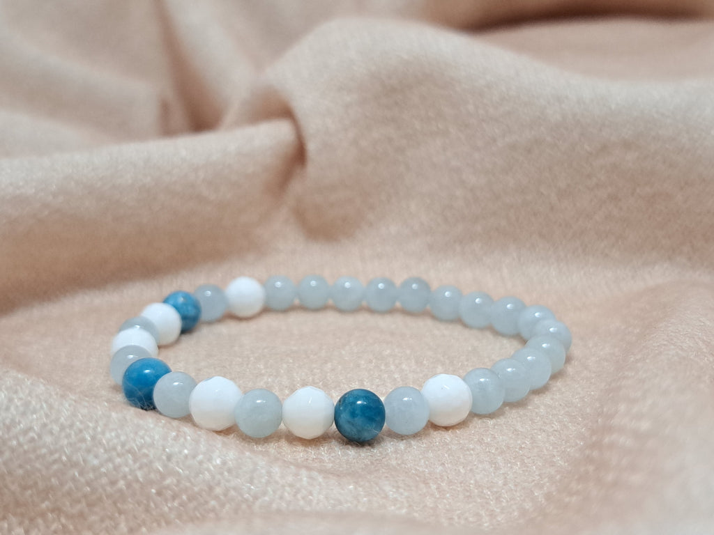 Bracelet Chakra Gorge - Expression, Clarté & Confiance - Aigue-Marine, Apatite