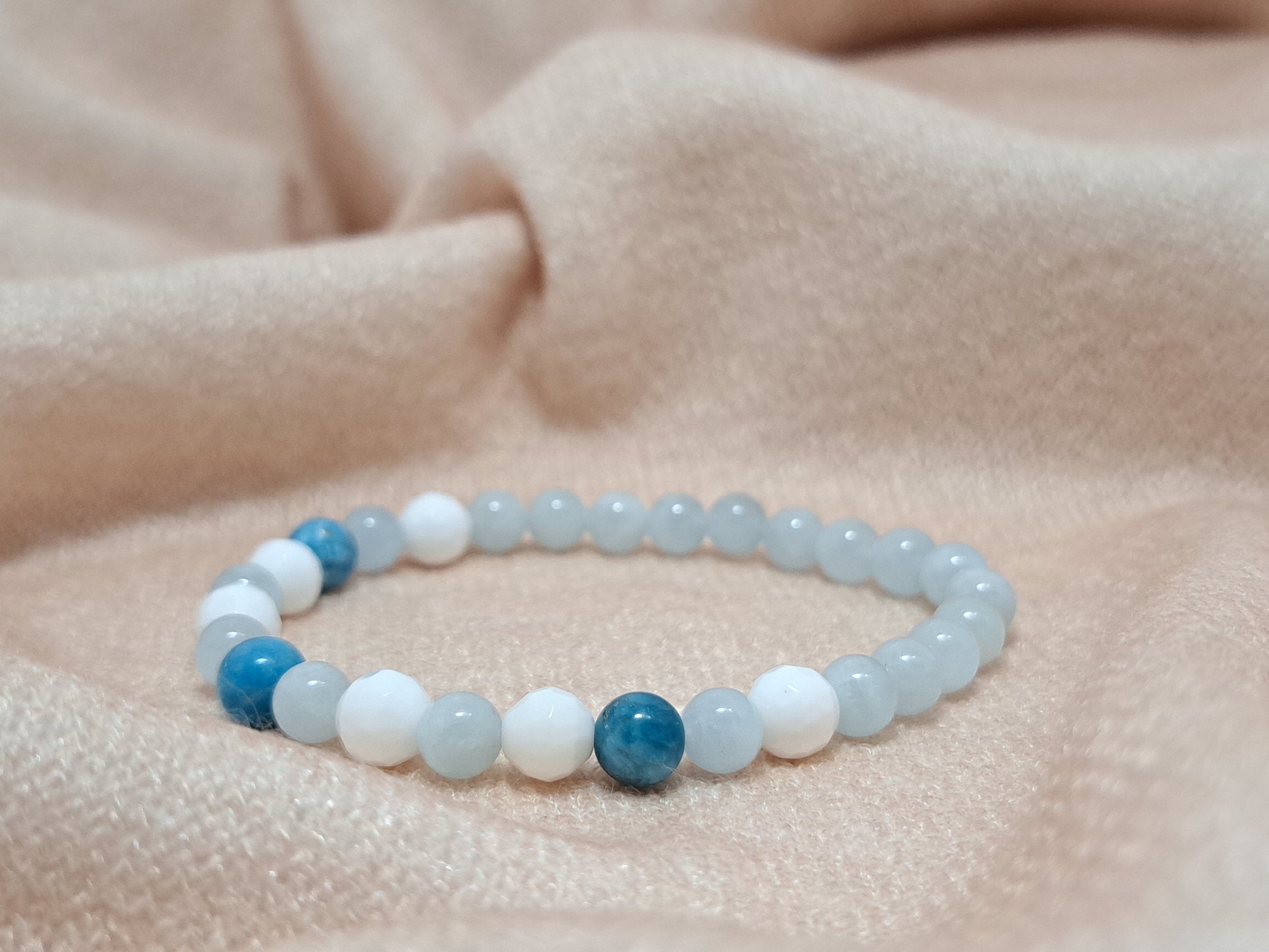 Bracelet Chakra Gorge - Expression, Clarté & Confiance - Aigue-Marine, Apatite