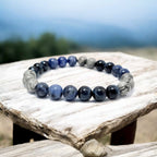 Bracelet Homme Pierres Naturelles Sodalite Faucon Jaspe Picasso | Cadeau Masculin 8mm