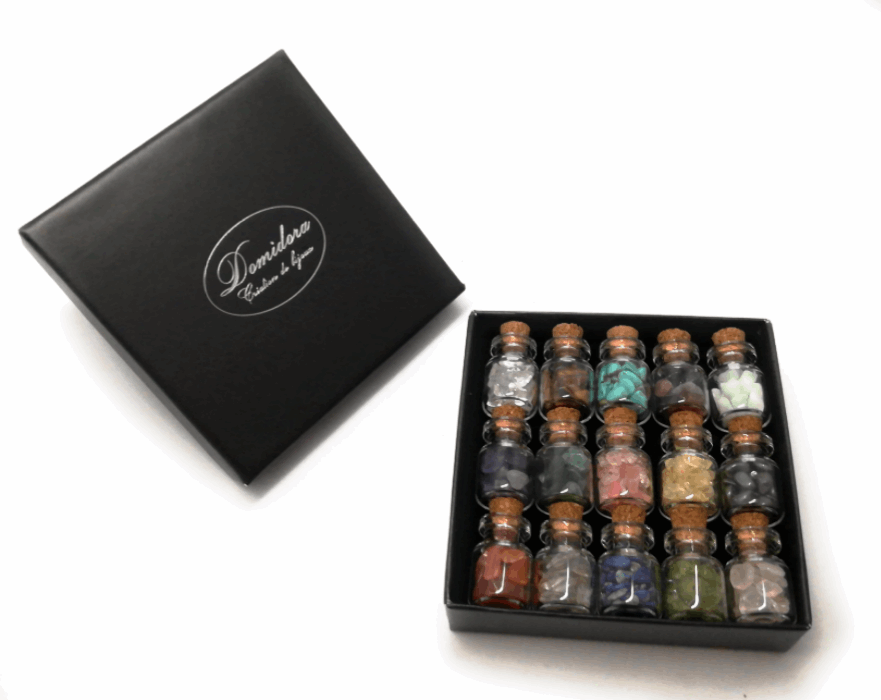 🥳 Offre Spéciale Noël pour Collectionneurs 🎄 : L'Ensemble Ultime de 15 Mini Fioles de Pierres Naturelles