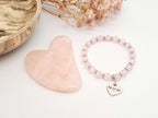 Coffret Cadeau Luxe Noël : Gua Sha Quartz Rose/Aventurine & Bracelet Pierres Naturelles - Rituel Bien-Être