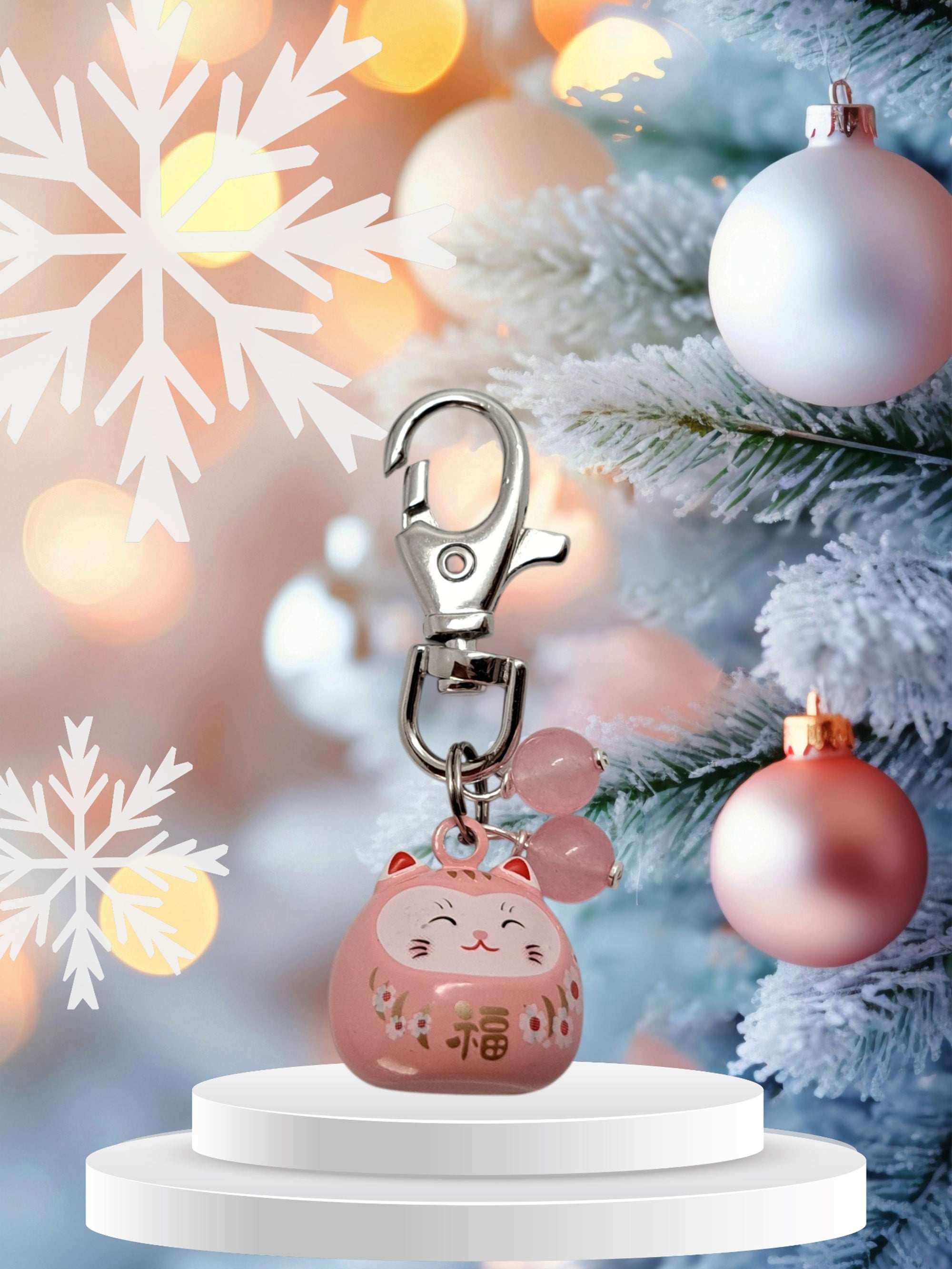 🎁 Porte-Clés Maneki Neko Porte-Bonheur- Pierres Naturelles Au Choix -  Idée Cadeau Noël