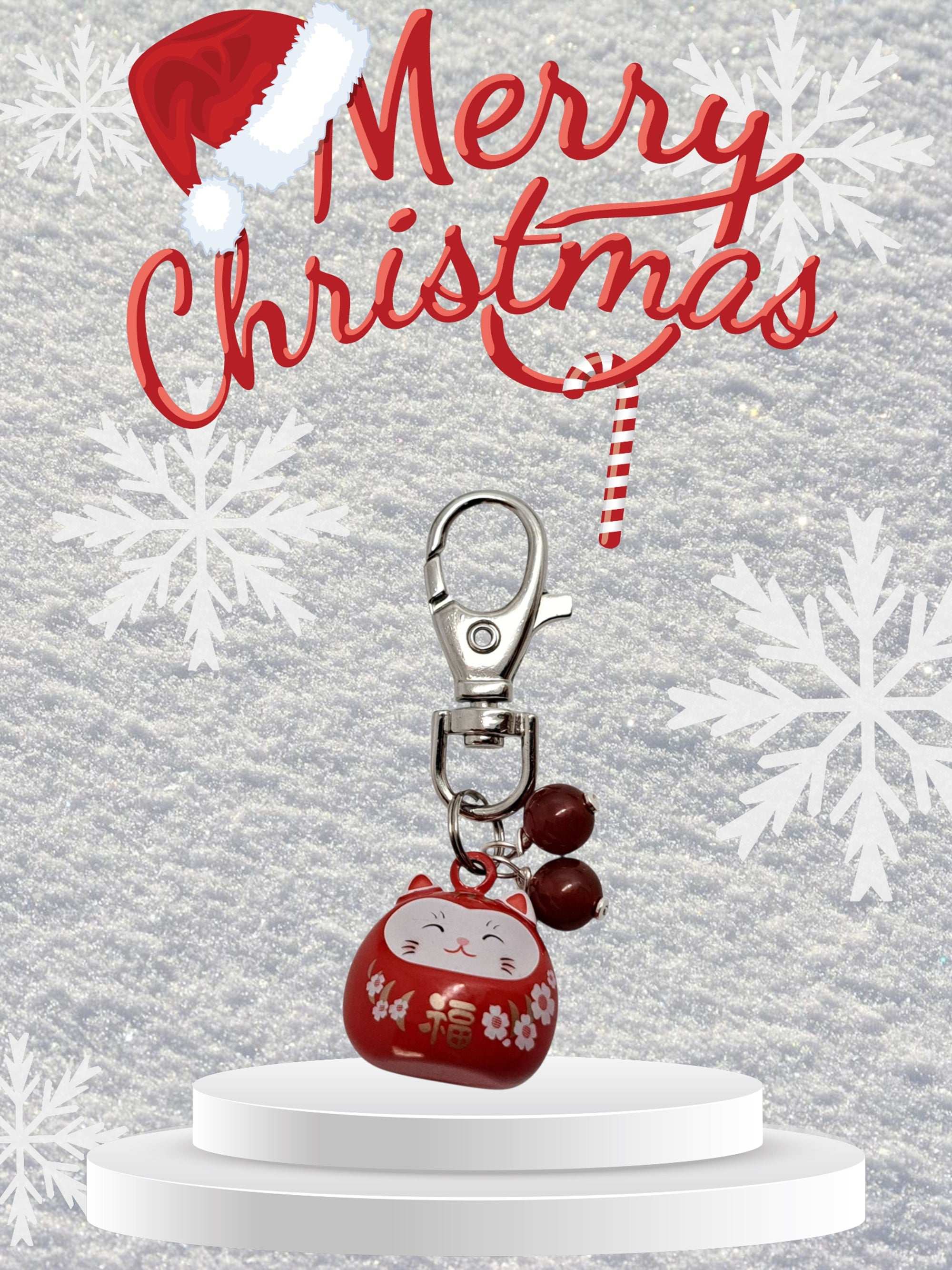 🎁 Porte-Clés Maneki Neko Porte-Bonheur- Pierres Naturelles Au Choix -  Idée Cadeau Noël