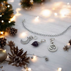 Pack Sérénité & Spiritualité : Trio Charms Améthyste, Lune & Symbole OM | Bracelet Intention Acier