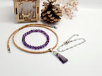 Coffret Cadeau Noël Femme - Parure Améthyste, Acier & Liège Unique