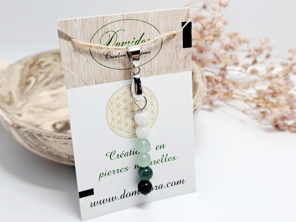 Pendentif Intention "Nouveau Départ" | Pierre de Lune, Aventurine & Agate Mousse