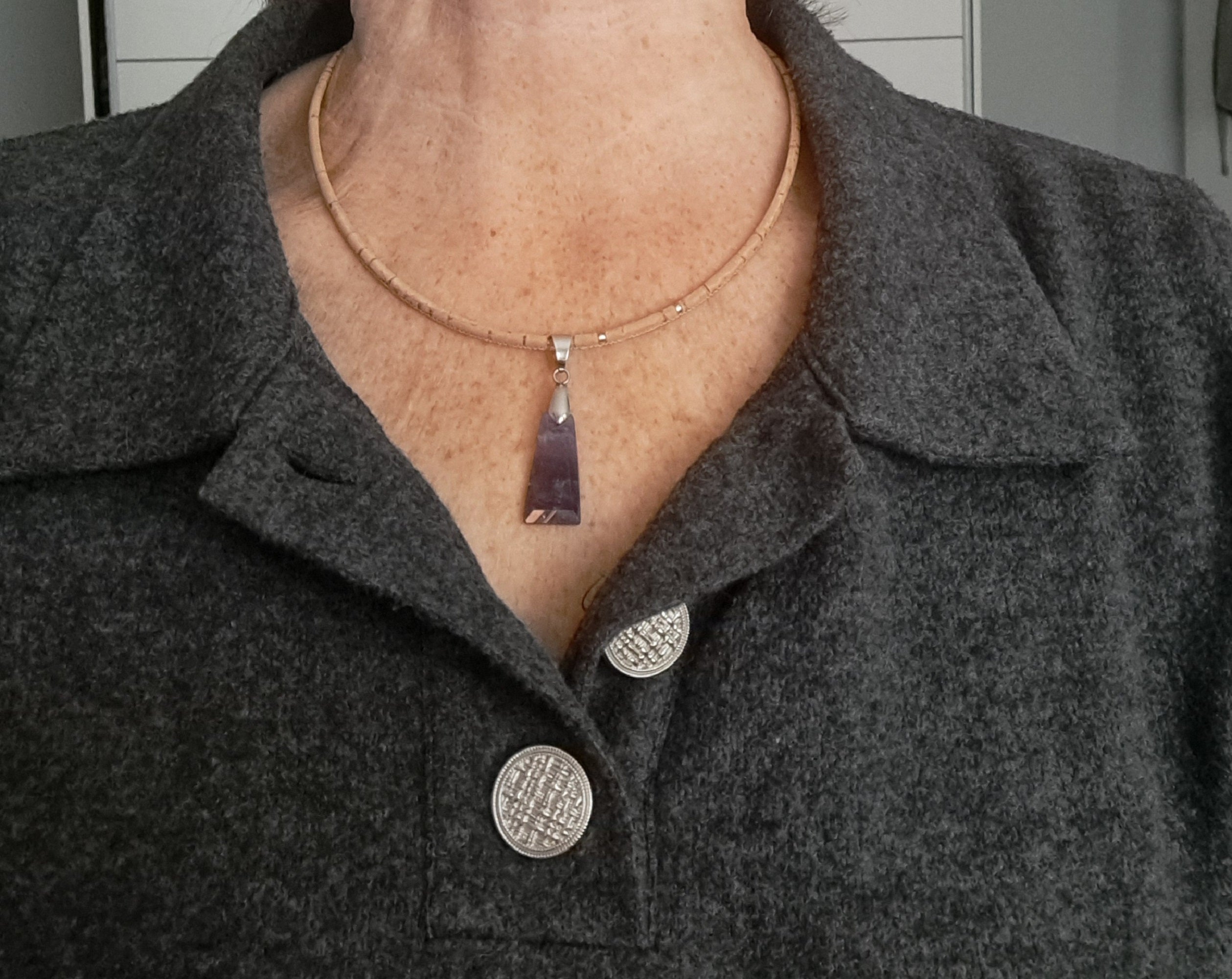 Coffret Cadeau Noël Femme - Parure Améthyste, Acier & Liège Unique