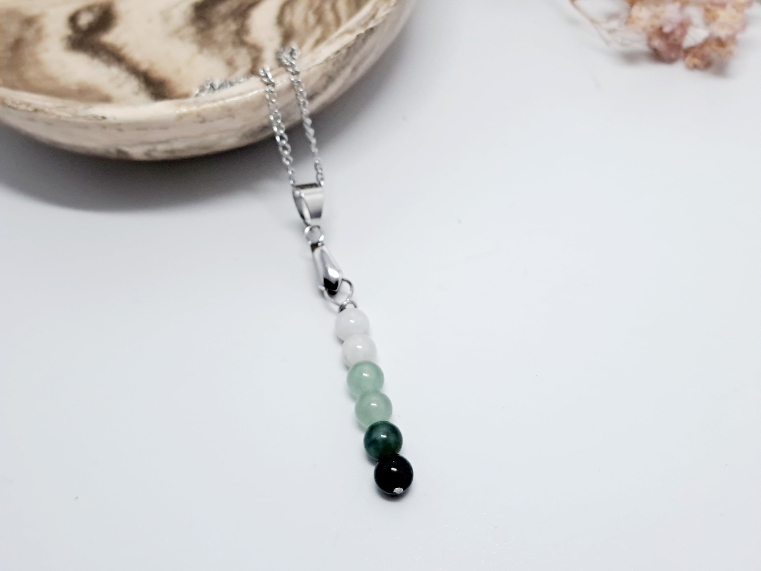 Pendentif Intention "Nouveau Départ" | Pierre de Lune, Aventurine & Agate Mousse