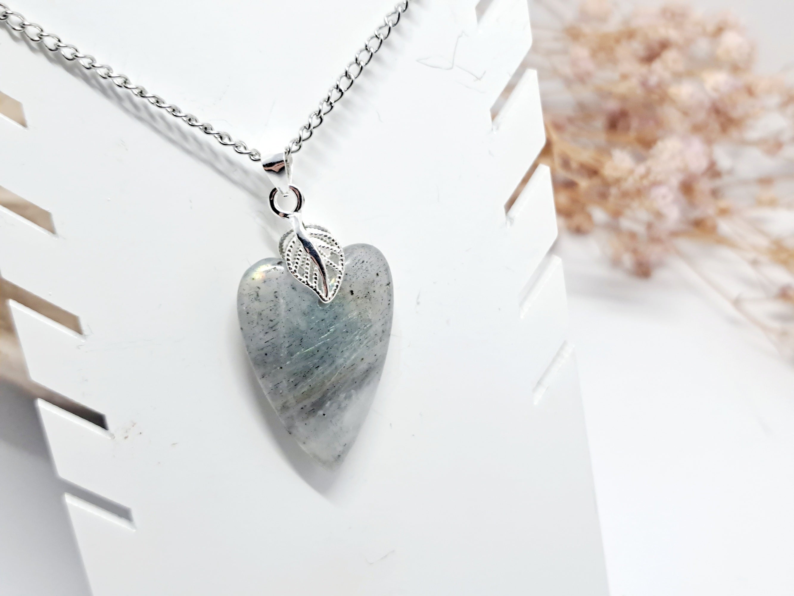 Pendentif Cœur Labradorite Argent 925 Cadeau Noel