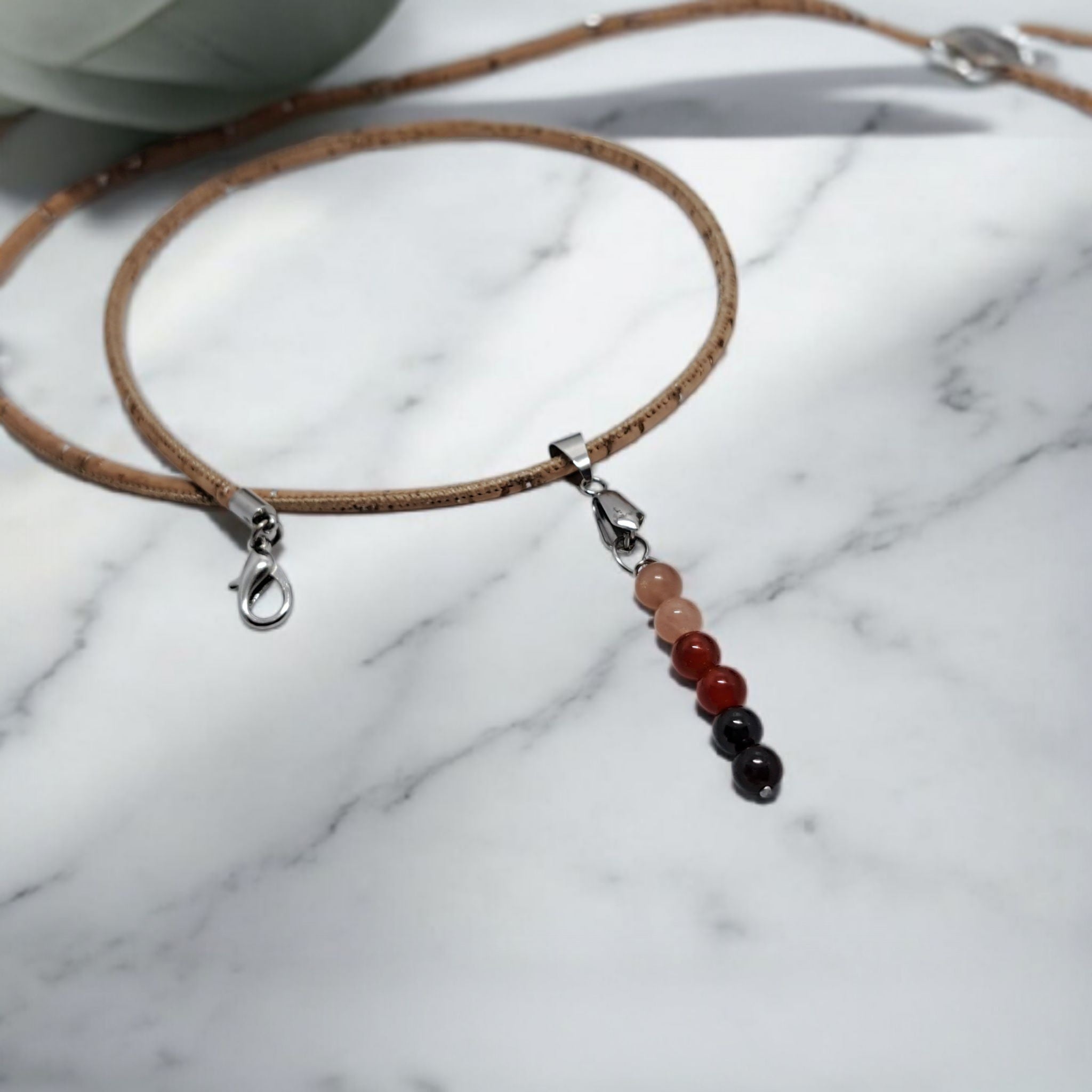 ✨ Pendentif Intention : Élan, Joie & Confiance (Cornaline, Grenat, Soleil) | Acier