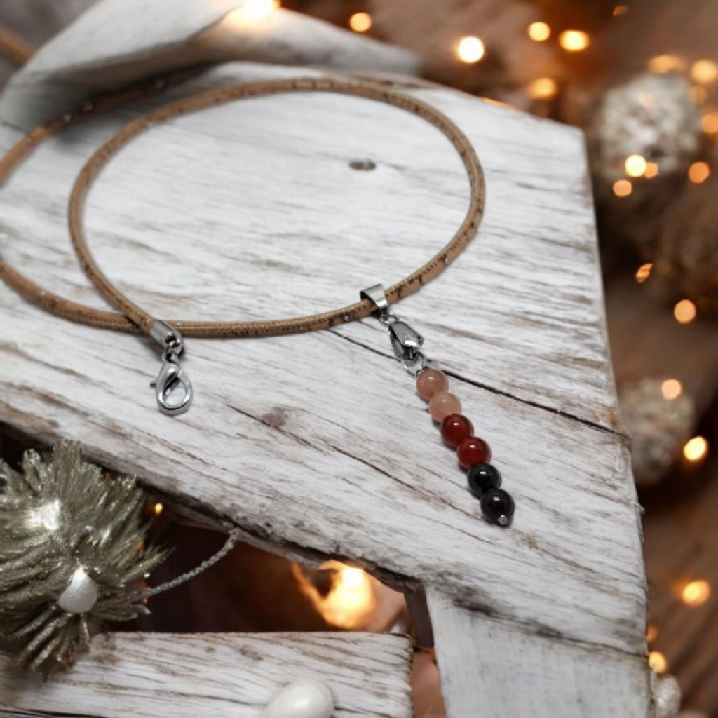 ✨ Pendentif Intention : Élan, Joie & Confiance (Cornaline, Grenat, Soleil) | Acier