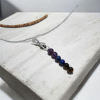 ✨ Pendentif Intention : Protection & Sagesse (Œil de Tigre, Lapis Lazuli, Améthyste) | Acier