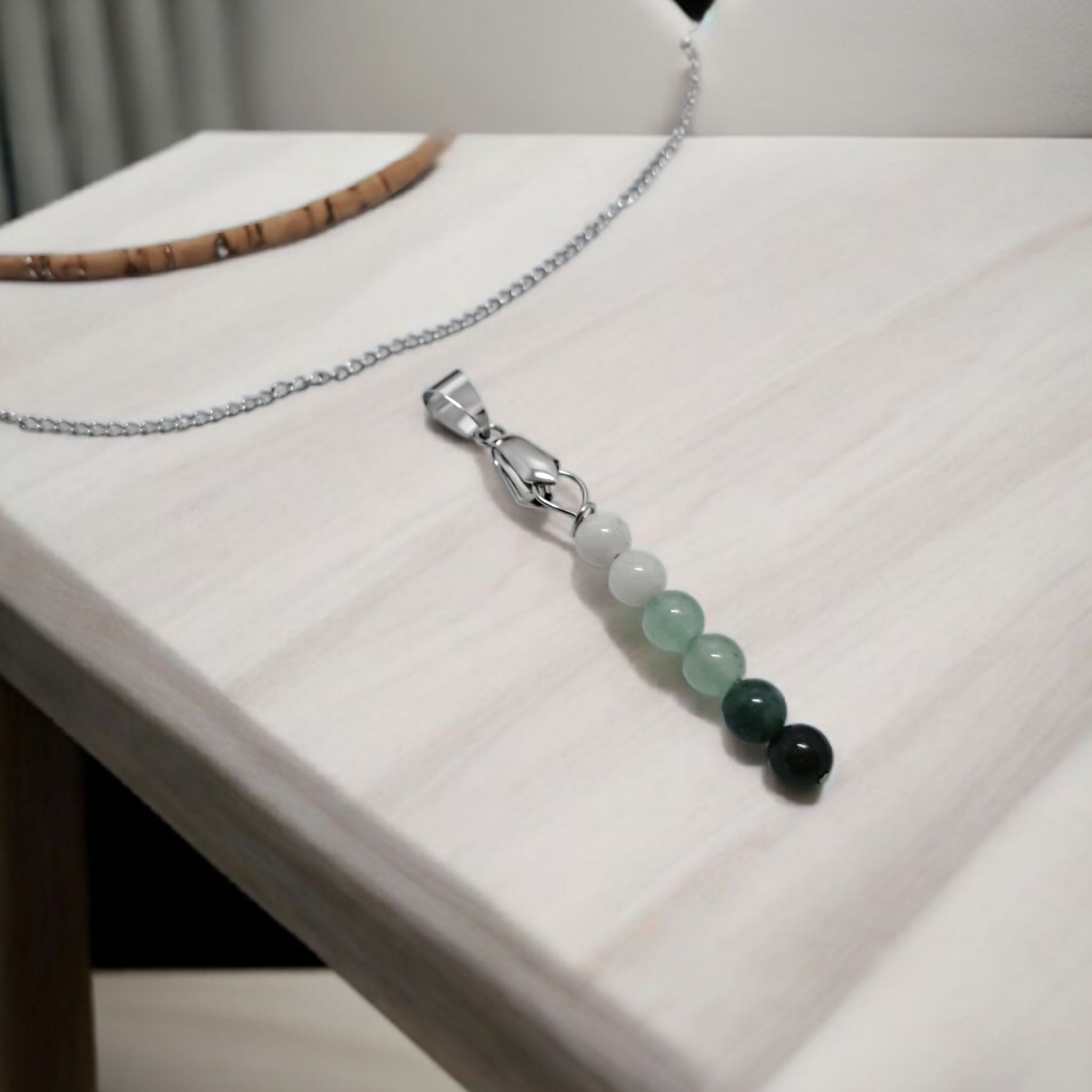 Pendentif Intention "Nouveau Départ" | Pierre de Lune, Aventurine & Agate Mousse