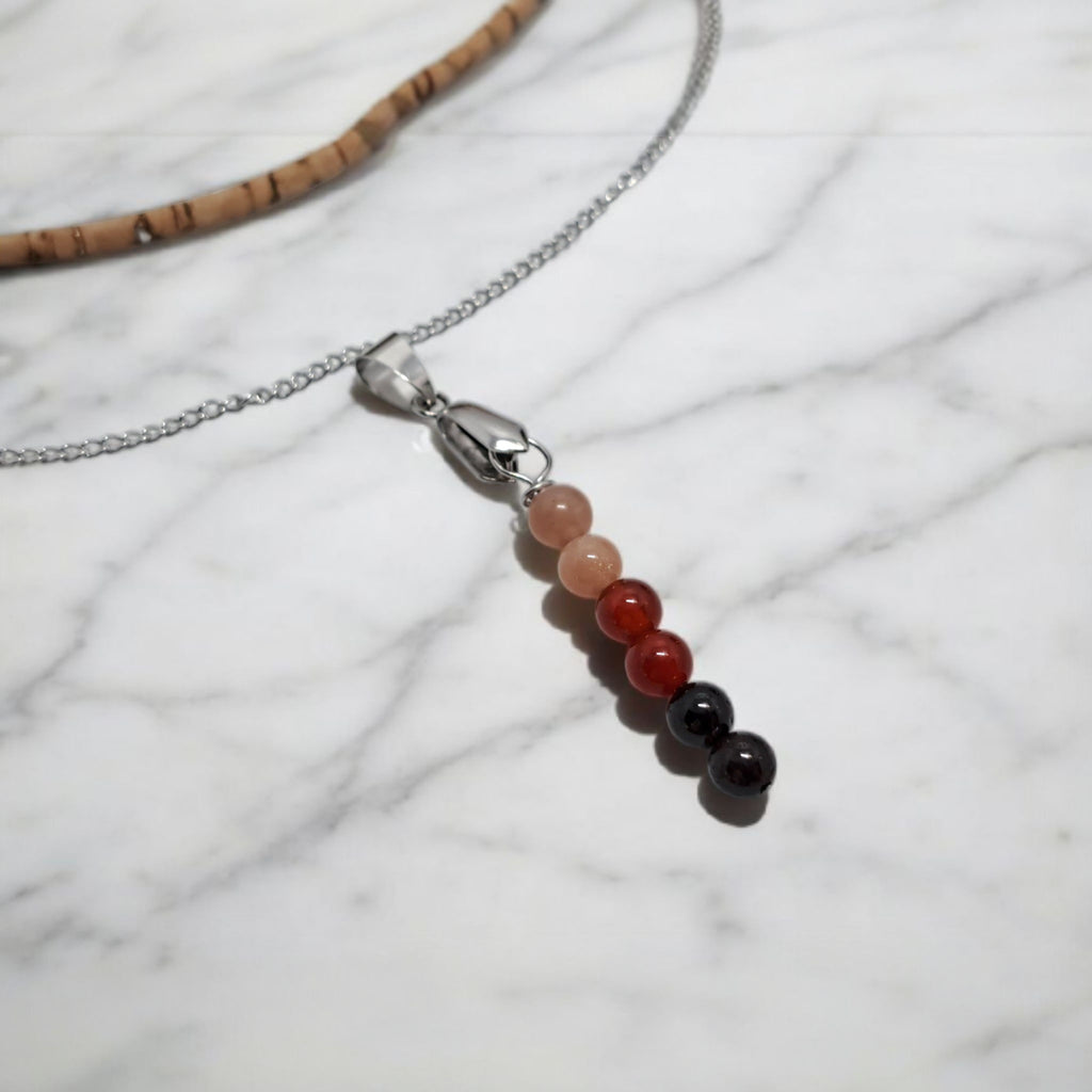 ✨ Pendentif Intention : Élan, Joie & Confiance (Cornaline, Grenat, Soleil) | Acier