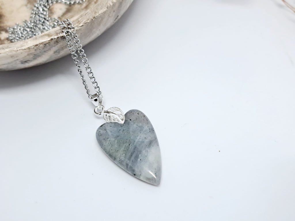Pendentif Cœur Labradorite Argent 925 Cadeau Noel
