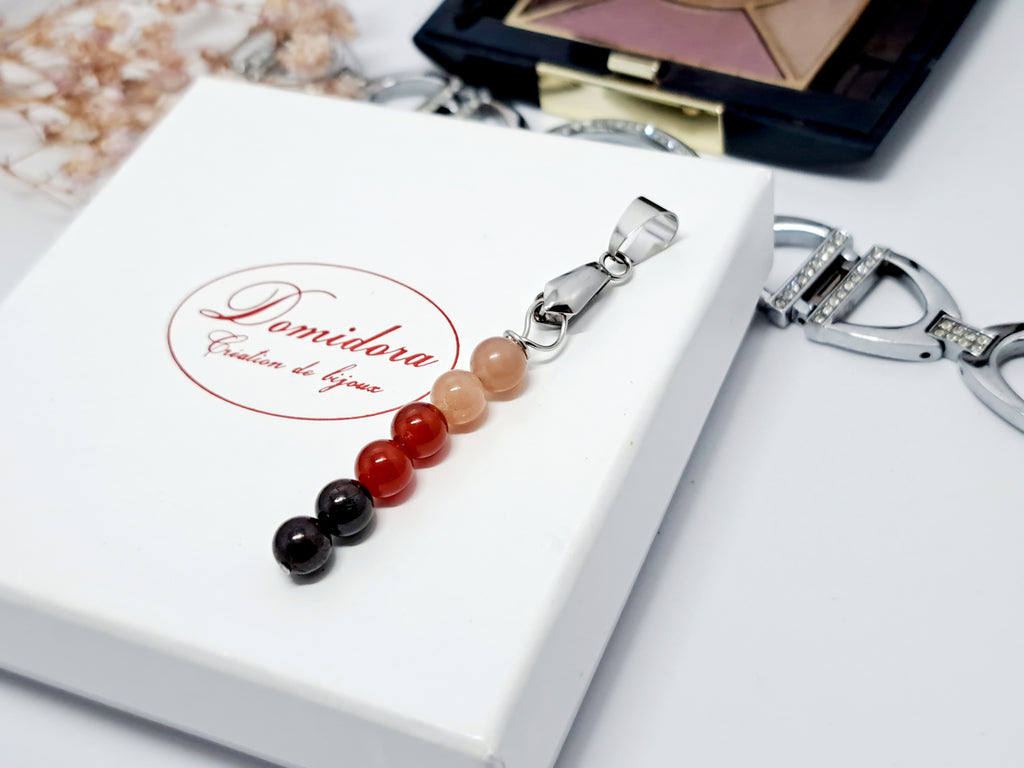 ✨ Pendentif Intention : Élan, Joie & Confiance (Cornaline, Grenat, Soleil) | Acier