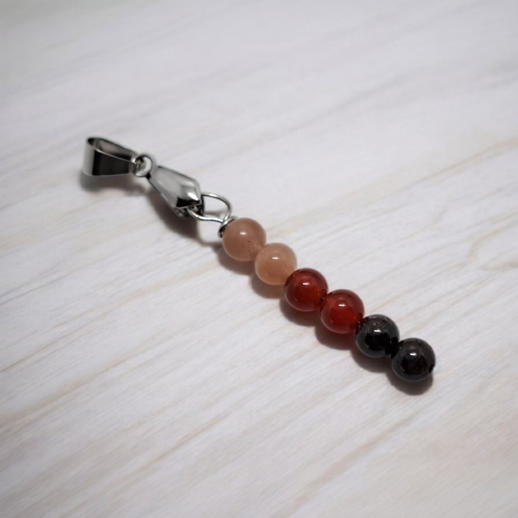 ✨ Pendentif Intention : Élan, Joie & Confiance (Cornaline, Grenat, Soleil) | Acier