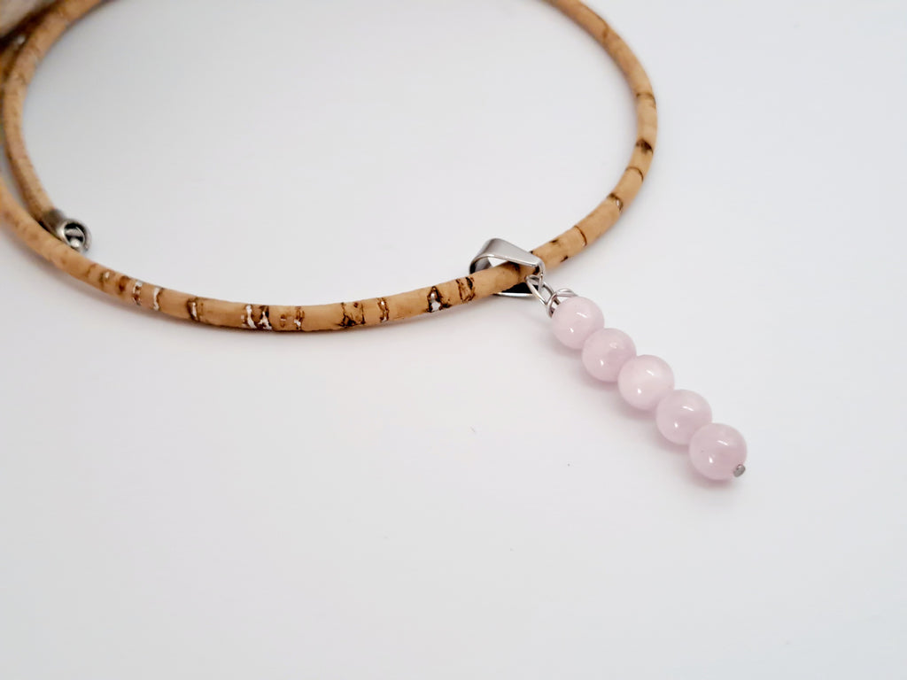 🎁 Collier Kunzite Naturelle - Cadeau Noël Femme Vegan Personnalisable