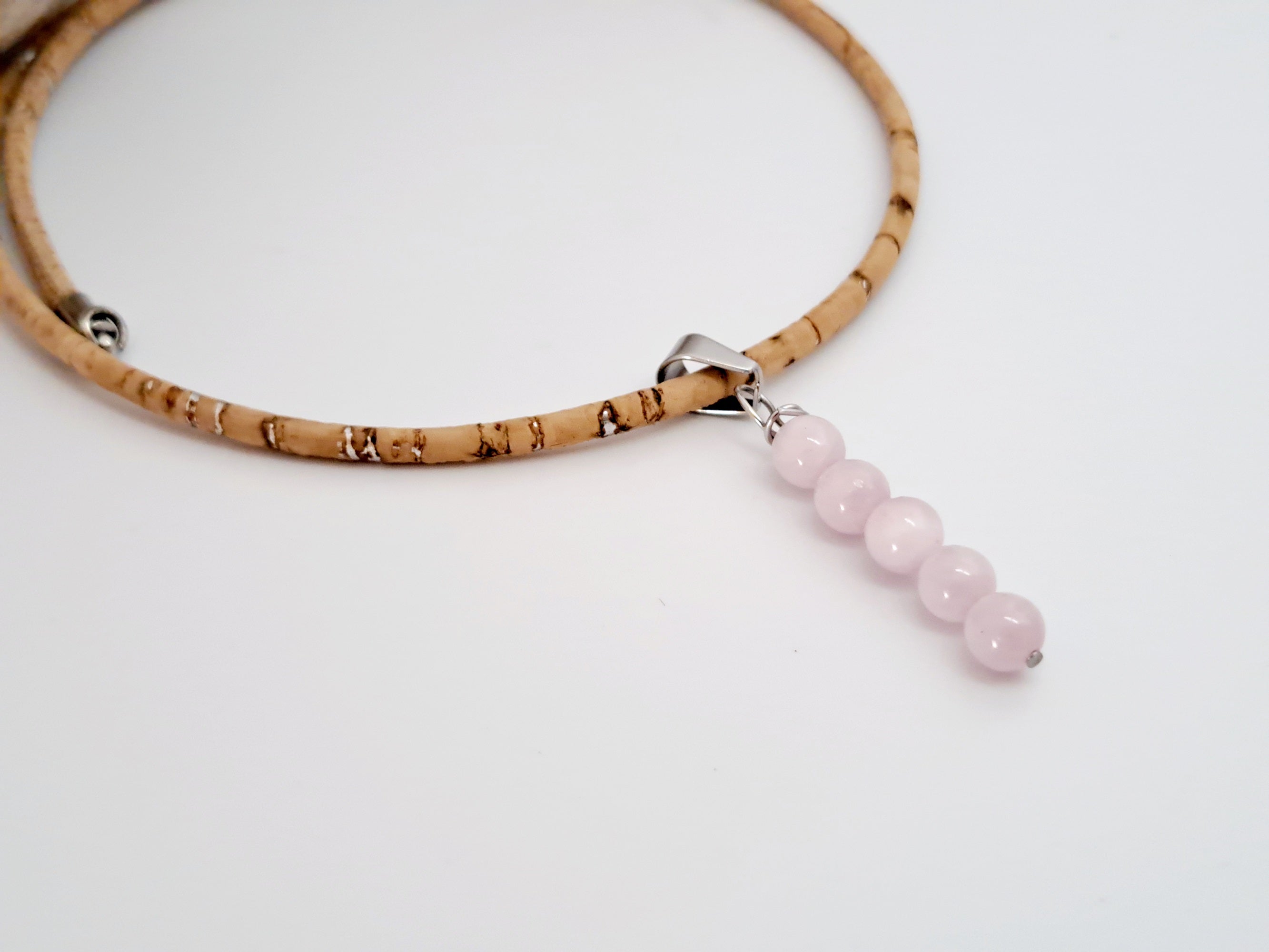 🎁 Collier Kunzite Naturelle - Cadeau Noël Femme Vegan Personnalisable