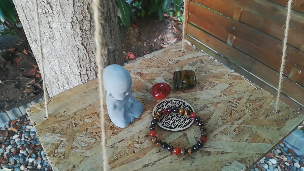 Bracelet Homme Pierres - Ambition, Confiance & Dynamisme - Grenat, Œil de Tigre